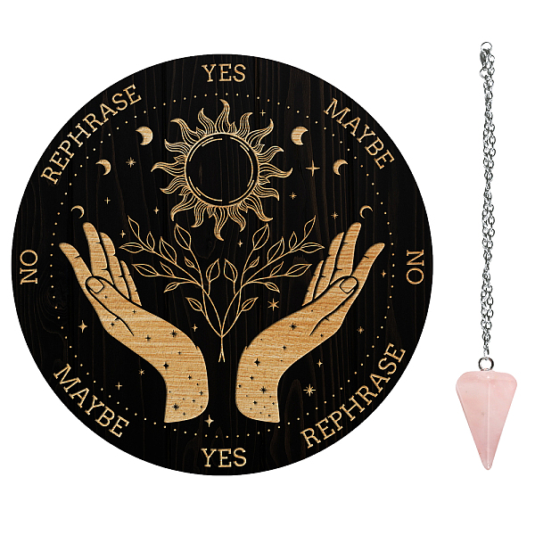 PandaHall AHANDMAKER 7.8" Witch Pendulum Board, Hand Seedling Sun Wooden Dowsing Planchette with Rose Quartz Crystal Dowsing Pendulums...
PandaHall AHANDMAKER 7.8" Witch Pendulum Board, Hand Seedling Sun Wooden Dowsing Planchette with Rose Quartz Crystal Dowsing Pendulums...