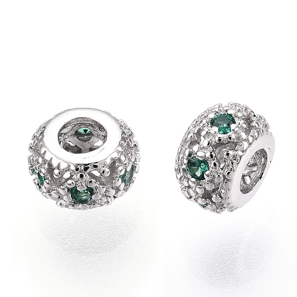 PandaHall Rhodium Plated 925 Sterling Silver Pave Green Cubic Zirconia Spacer Beads, Hollow Rondelle Beads, Real Platinum Plated, 4.5x3mm...
PandaHall Rhodium Plated 925 Sterling Silver Pave Green Cubic Zirconia Spacer Beads, Hollow Rondelle Beads, Real Platinum Plated, 4.5x3mm...