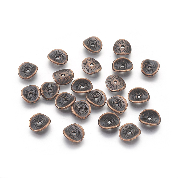 PandaHall Tibetan Style Wavy Spacer Beads, Cadmium Free & Nickel Free & Lead Free, Arched Disc, Red Copper, 9x1mm, Hole: 1mm Alloy Disc
PandaHall Tibetan Style Wavy Spacer Beads, Cadmium Free & Nickel Free & Lead Free, Arched Disc, Red Copper, 9x1mm, Hole: 1mm Alloy Disc