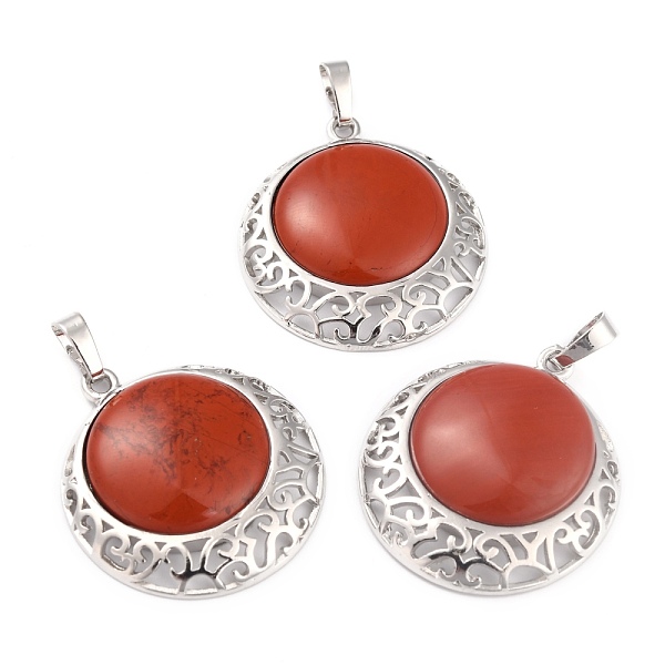 PandaHall Natural Red Jasper Pendants with Hollow Platinum Brass Findings, Flat Round, 33.5x30x6mm, Hole: 8x5mm Red Jasper Flat Round
PandaHall Natural Red Jasper Pendants with Hollow Platinum Brass Findings, Flat Round, 33.5x30x6mm, Hole: 8x5mm Red Jasper Flat Round
