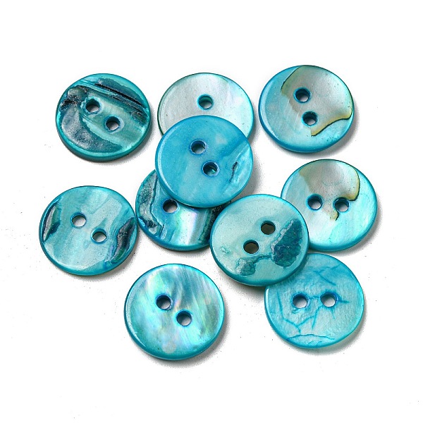 PandaHall Freshwater Shell Buttons, 2-Hole, Flat Round, Cyan, 15x1~2mm, Hole: 1.5~2mm Shell Flat Round Cyan
PandaHall Freshwater Shell Buttons, 2-Hole, Flat Round, Cyan, 15x1~2mm, Hole: 1.5~2mm Shell Flat Round Cyan