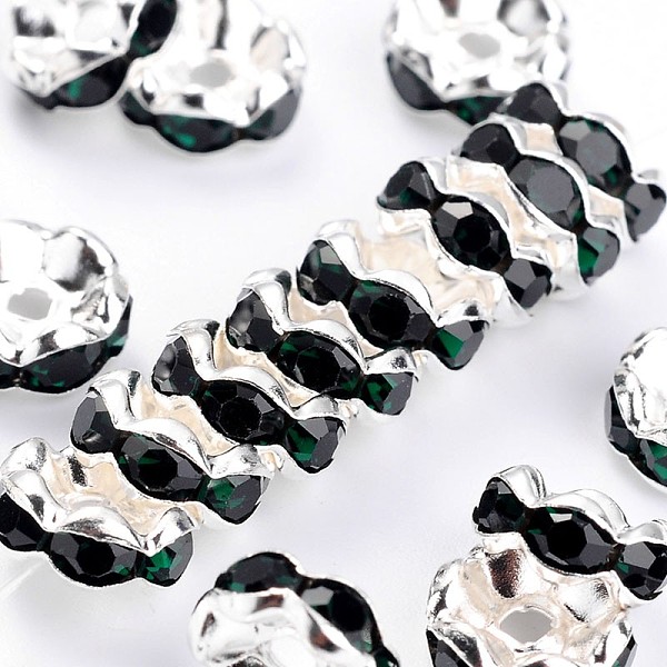 PandaHall Rhinestone Spacer Beads, Grade A, Emerald Rhinestone, Silver Color Plated, Nickel Free, about 8mm in diameter, 3.8mm thick, hole..., Green
PandaHall Rhinestone Spacer Beads, Grade A, Emerald Rhinestone, Silver Color Plated, Nickel Free, about 8mm in diameter, 3.8mm thick, hole..., Green