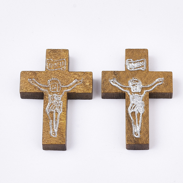 PandaHall Printed Wooden Pendants, Crucifix Cross, For Easter, Dyed, Camel, 32.5~33.5x21~22x4.5mm, Hole: 2mm Wood Cross Brown
PandaHall Printed Wooden Pendants, Crucifix Cross, For Easter, Dyed, Camel, 32.5~33.5x21~22x4.5mm, Hole: 2mm Wood Cross Brown