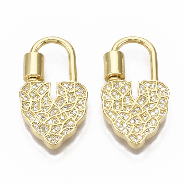 PandaHall Brass Micro Pave Clear Cubic Zirconia Screw Carabiner Lock Charm, for Necklaces Making, Nickel Free, Heart Lock, Real 16K Gold...
PandaHall Brass Micro Pave Clear Cubic Zirconia Screw Carabiner Lock Charm, for Necklaces Making, Nickel Free, Heart Lock, Real 16K Gold...
