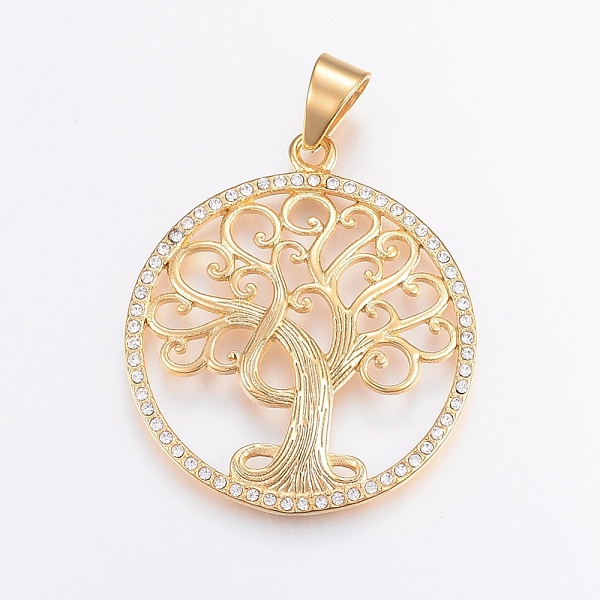 PandaHall 304 Stainless Steel Big Pendants, with Rhinestone, Flat Round with Tree of Life, Golden, 52x45.5x4mm, Hole: 11x8mm Stainless..., Clear
PandaHall 304 Stainless Steel Big Pendants, with Rhinestone, Flat Round with Tree of Life, Golden, 52x45.5x4mm, Hole: 11x8mm Stainless..., Clear