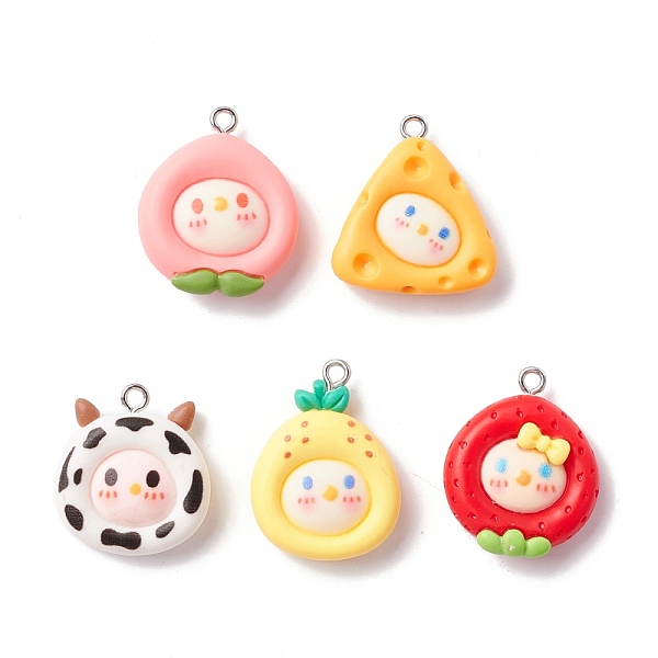 PandaHall Opaque Resin Pendants, with Platinum Tone Iron Loop, Cartoon Style, Fruit & Cheese & Cow, Mixed Color, 23~28x20~23x7~7.5mm, Hole..., Multicolor
PandaHall Opaque Resin Pendants, with Platinum Tone Iron Loop, Cartoon Style, Fruit & Cheese & Cow, Mixed Color, 23~28x20~23x7~7.5mm, Hole..., Multicolor