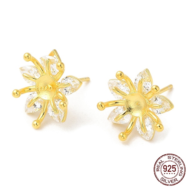 PandaHall 925 Sterling Silver Stud Earring Findings, with Cubic Zirconia, Flower, for Half Drilled Beads, Real 18K Gold Plated, 12x12x5mm..., Clear
PandaHall 925 Sterling Silver Stud Earring Findings, with Cubic Zirconia, Flower, for Half Drilled Beads, Real 18K Gold Plated, 12x12x5mm..., Clear