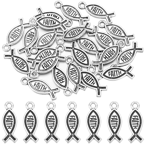 PandaHall SUNNYCLUE 70Pcs Zinc Tibetan Style Alloy Pendant, Fish with Word Faith, Antique Silver, 9x25.5x1.5mm, Hole: 2mm Alloy Fish
PandaHall SUNNYCLUE 70Pcs Zinc Tibetan Style Alloy Pendant, Fish with Word Faith, Antique Silver, 9x25.5x1.5mm, Hole: 2mm Alloy Fish