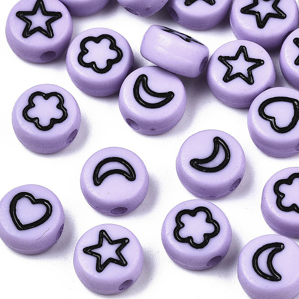 PandaHall Opaque Acrylic Beads, with Enamel, Flat Round with Heart & Star & Moon & Flower, Lilac, 7x4mm, Hole: 1.5mm Acrylic Flat Round..., Purple
PandaHall Opaque Acrylic Beads, with Enamel, Flat Round with Heart & Star & Moon & Flower, Lilac, 7x4mm, Hole: 1.5mm Acrylic Flat Round..., Purple