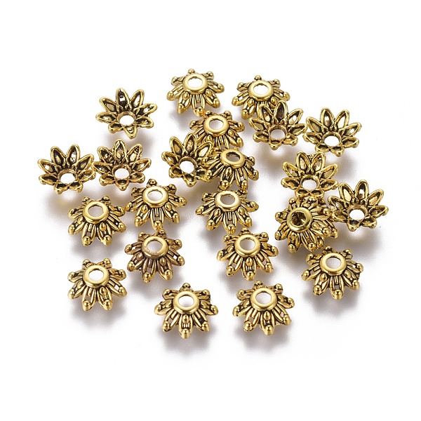 PandaHall Tibetan Style Bead Caps, Cadmium Free & Lead Free, Flower, Antique Golden, Size: about 9mm in diameter, Hole: 2mm Alloy
PandaHall Tibetan Style Bead Caps, Cadmium Free & Lead Free, Flower, Antique Golden, Size: about 9mm in diameter, Hole: 2mm Alloy