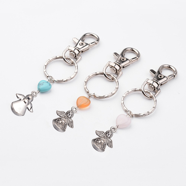 PandaHall Iron Keychain, Alloy Swivel Clasps, with Tibetan Style Pendants and Gemstone, Angel, 95mm Mixed Stone Angel & Fairy Multicolor
PandaHall Iron Keychain, Alloy Swivel Clasps, with Tibetan Style Pendants and Gemstone, Angel, 95mm Mixed Stone Angel & Fairy Multicolor