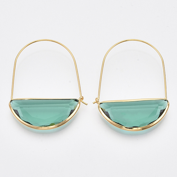 PandaHall Brass Hoop Earrings, with Glass, Nickel Free, Real 18K Gold Plated, Faceted, Half Round, Light Sea Green, 44mm, Pin: 0.8mm Glass...
PandaHall Brass Hoop Earrings, with Glass, Nickel Free, Real 18K Gold Plated, Faceted, Half Round, Light Sea Green, 44mm, Pin: 0.8mm Glass...