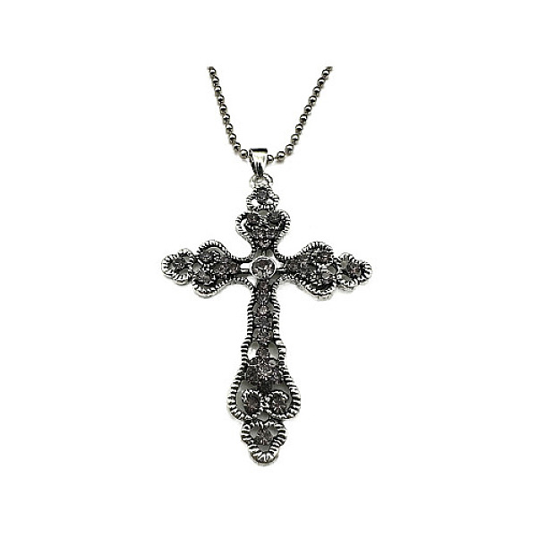 PandaHall Cross Zinc Alloy Pendant Necklace, with Rhinestone, Black Diamond, 27.56 inch(70cm) Rhinestone Cross Green
PandaHall Cross Zinc Alloy Pendant Necklace, with Rhinestone, Black Diamond, 27.56 inch(70cm) Rhinestone Cross Green