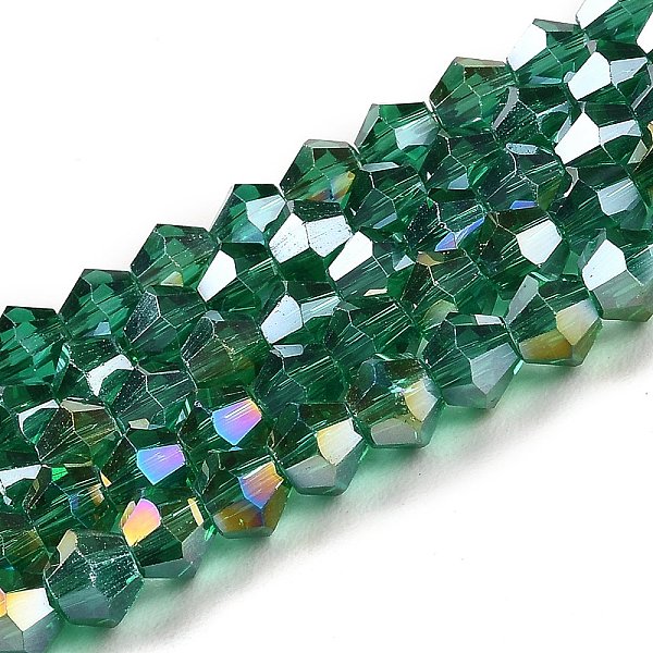 PandaHall Transparent Electroplate Glass Beads Strands, AB Color Plated, Faceted, Bicone, Teal, 3x2.5mm, Hole: 0.7mm, about..., Cyan
PandaHall Transparent Electroplate Glass Beads Strands, AB Color Plated, Faceted, Bicone, Teal, 3x2.5mm, Hole: 0.7mm, about..., Cyan