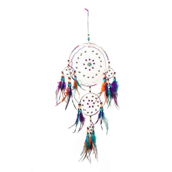 PandaHall Iron Woven Web/Net with Feather Pendant Decorations, with Wood Beads, Covered with Cotton Cord, Resin Flower, Flat Round...
PandaHall Iron Woven Web/Net with Feather Pendant Decorations, with Wood Beads, Covered with Cotton Cord, Resin Flower, Flat Round...