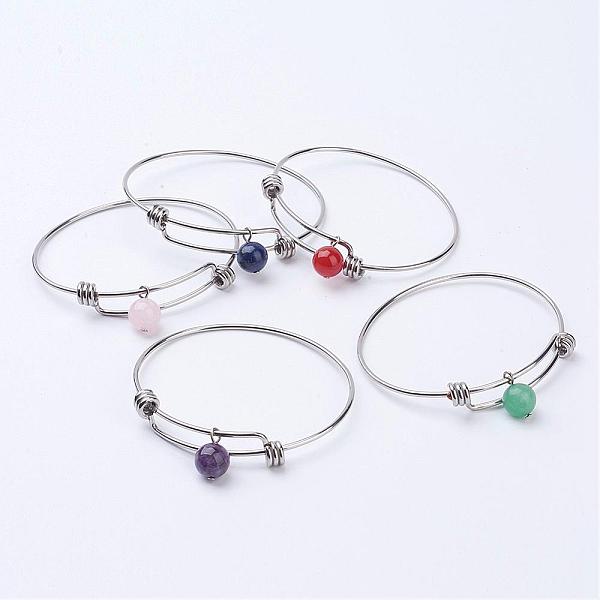 PandaHall 304 Stainless Steel Expandable Bangles, with Natural Gemstone Beads, Mixed Color, 56mm(2-1/4 inch), Beads: 10mm Mixed Stone..., Multicolor
PandaHall 304 Stainless Steel Expandable Bangles, with Natural Gemstone Beads, Mixed Color, 56mm(2-1/4 inch), Beads: 10mm Mixed Stone..., Multicolor