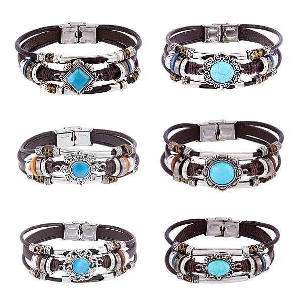 PandaHall FIBLOOM 6Pcs 6 Style Cowhide Rope Triple Layer Multi-strand Bracelets Set, Synthetic Turquoise & Stainless Steel Beaded & Cat Eye...
PandaHall FIBLOOM 6Pcs 6 Style Cowhide Rope Triple Layer Multi-strand Bracelets Set, Synthetic Turquoise & Stainless Steel Beaded & Cat Eye...