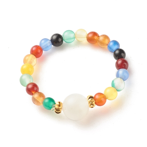 PandaHall Natural Agate Round Beaded Stretch Ring with Moonstone, Gemstone Jewelry for Women, US Size 8(18.1mm) Natural Agate
PandaHall Natural Agate Round Beaded Stretch Ring with Moonstone, Gemstone Jewelry for Women, US Size 8(18.1mm) Natural Agate