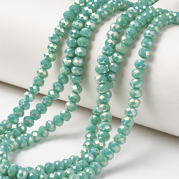 PandaHall Electroplate Opaque Glass Beads Strands, Full Rainbow Plated, Faceted, Rondelle, Aquamarine, 8x6mm, Hole: 1mm, about..., Green
PandaHall Electroplate Opaque Glass Beads Strands, Full Rainbow Plated, Faceted, Rondelle, Aquamarine, 8x6mm, Hole: 1mm, about..., Green