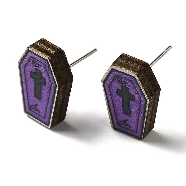 PandaHall Wood Stud Earrings, with 316 Surgical Stainless Steel Pin, Halloween Theme, Dark Orchid, Polygon, 16x10mm Wood Polygon
PandaHall Wood Stud Earrings, with 316 Surgical Stainless Steel Pin, Halloween Theme, Dark Orchid, Polygon, 16x10mm Wood Polygon