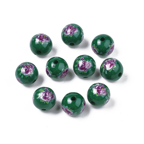 PandaHall Opaque Printed Acrylic Beads, Round with Flower, Dark Green, 9x9.5mm, Hole: 1.8mm Acrylic Round
PandaHall Opaque Printed Acrylic Beads, Round with Flower, Dark Green, 9x9.5mm, Hole: 1.8mm Acrylic Round