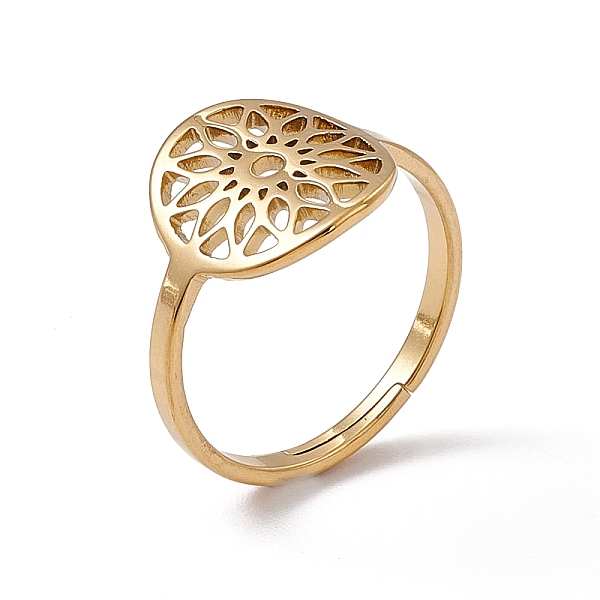 PandaHall Ion Plating(IP) 201 Stainless Steel Flower Adjustable Ring for Women, Real 18K Gold Plated, US Size 6(16.5mm) 201 Stainless Steel
PandaHall Ion Plating(IP) 201 Stainless Steel Flower Adjustable Ring for Women, Real 18K Gold Plated, US Size 6(16.5mm) 201 Stainless Steel