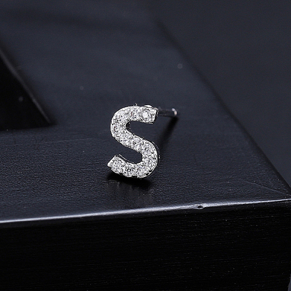 PandaHall Platinum Brass Micro Pave Cubic Zirconia Stud Earrings, Initial Letter, Letter S, No Size Cubic Zirconia Letter S Clear
PandaHall Platinum Brass Micro Pave Cubic Zirconia Stud Earrings, Initial Letter, Letter S, No Size Cubic Zirconia Letter S Clear