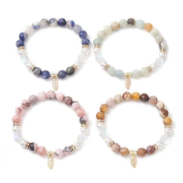PandaHall 8.5mm Round Gemstone Beaded Stretch Bracelets, Leaf 304 Stainless Steel Charm Bracelets for Women, Inner Diameter: 2 inch(5.2cm)...
PandaHall 8.5mm Round Gemstone Beaded Stretch Bracelets, Leaf 304 Stainless Steel Charm Bracelets for Women, Inner Diameter: 2 inch(5.2cm)...