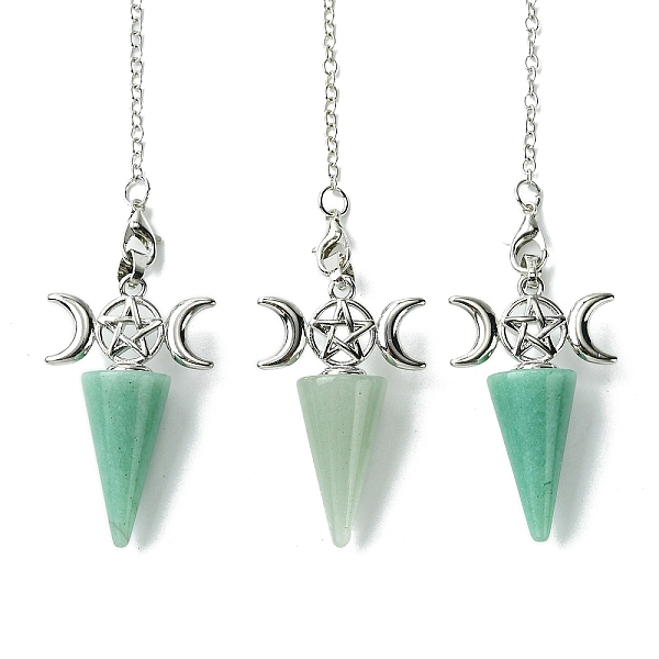 PandaHall Natural Green Aventurine Cone Dowsing Pendulum Big Pendants, with Triple Moon Rack Plating Platinum Plated Brass Findings, Cadmium...
PandaHall Natural Green Aventurine Cone Dowsing Pendulum Big Pendants, with Triple Moon Rack Plating Platinum Plated Brass Findings, Cadmium...
