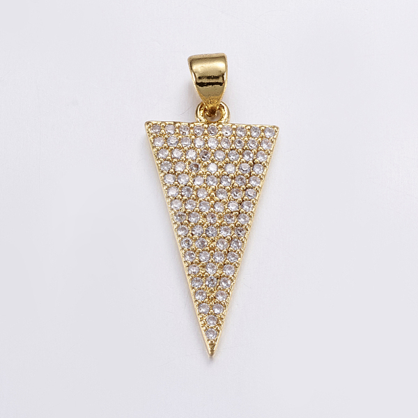 PandaHall Brass Micro Pave Cubic Zirconia Pendants, Long-Lasting Plated, Real 18K Gold Plated, Triangle, 24.5x12x1.5mm, Hole: 3mm..., Clear
PandaHall Brass Micro Pave Cubic Zirconia Pendants, Long-Lasting Plated, Real 18K Gold Plated, Triangle, 24.5x12x1.5mm, Hole: 3mm..., Clear