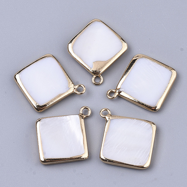 PandaHall Natural Freshwater Shell Pendants, with Edge Brass Golden Plated and Iron Loops, Rhombus, Seashell Color, 21~22x18~19x3mm, Hole...
PandaHall Natural Freshwater Shell Pendants, with Edge Brass Golden Plated and Iron Loops, Rhombus, Seashell Color, 21~22x18~19x3mm, Hole...