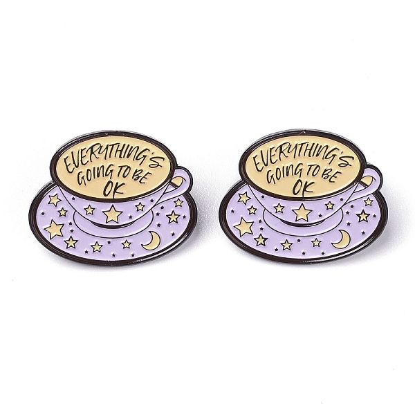 PandaHall Alloy Enamel Brooches, Enamel Pin, with Plastic Clutches, Cup with Word Everything's Going To Be Ok, Electrophoresis Black, Lilac..., Purple
PandaHall Alloy Enamel Brooches, Enamel Pin, with Plastic Clutches, Cup with Word Everything's Going To Be Ok, Electrophoresis Black, Lilac..., Purple