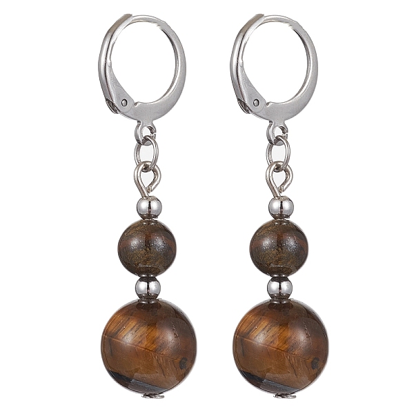 PandaHall Round Natural Tiger Eye Dangle Earrings, 304 Stainless Steel Leverback Earring for Women, 40~41x10~10.5mm Tiger Eye Round
PandaHall Round Natural Tiger Eye Dangle Earrings, 304 Stainless Steel Leverback Earring for Women, 40~41x10~10.5mm Tiger Eye Round