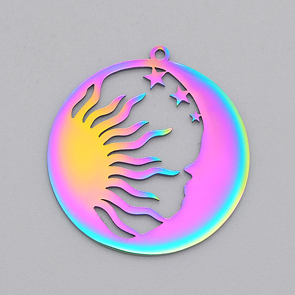 PandaHall Ion Plating(IP) 201 Stainless Steel Pendants, Laser Cut, Sun & Moon, Rainbow Color, 32x30x1mm, Hole: 1.5mm 201 Stainless Steel Sun
PandaHall Ion Plating(IP) 201 Stainless Steel Pendants, Laser Cut, Sun & Moon, Rainbow Color, 32x30x1mm, Hole: 1.5mm 201 Stainless Steel Sun