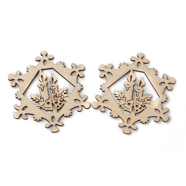 PandaHall Christmas Theme Undyed Natural Wood Big Pendants, Snowflake with Candle, BurlyWood, 79x71x2mm, Hole: 3mm Wood Snowflake Orange
PandaHall Christmas Theme Undyed Natural Wood Big Pendants, Snowflake with Candle, BurlyWood, 79x71x2mm, Hole: 3mm Wood Snowflake Orange