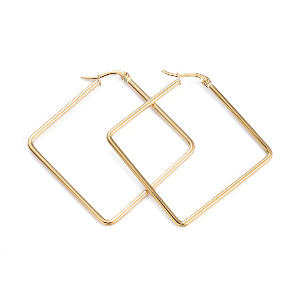 PandaHall 201 Stainless Steel Angular Hoop Earrings, with 304 Stainless Steel Pins, Rhombus, Golden, 53x53.5x2mm, 12 Gauge, Pin: 1x0.7mm 304...
PandaHall 201 Stainless Steel Angular Hoop Earrings, with 304 Stainless Steel Pins, Rhombus, Golden, 53x53.5x2mm, 12 Gauge, Pin: 1x0.7mm 304...