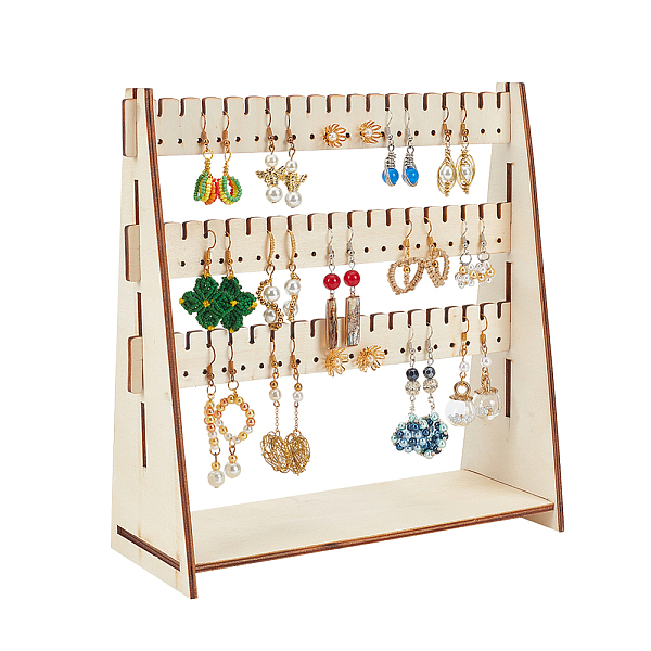 PandaHall 3-Tier Wood Earring Display Stands, Earring Organizer Holder, Blanched Almond, Finish Product: 20.3x9x22.2cm Wood
PandaHall 3-Tier Wood Earring Display Stands, Earring Organizer Holder, Blanched Almond, Finish Product: 20.3x9x22.2cm Wood