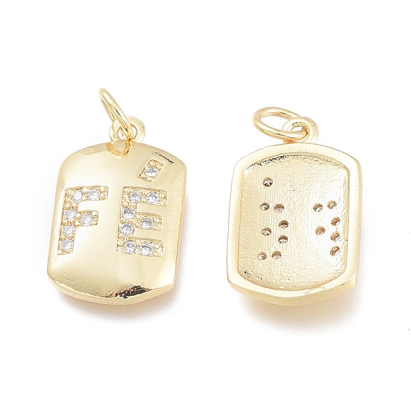 PandaHall Brass Micro Pave Cubic Zirconia Charms, with Jump Rings, Rectangle with Word, Clear, Real 18K Gold Plated, 13.5x8.5x2mm, Hole...
PandaHall Brass Micro Pave Cubic Zirconia Charms, with Jump Rings, Rectangle with Word, Clear, Real 18K Gold Plated, 13.5x8.5x2mm, Hole...