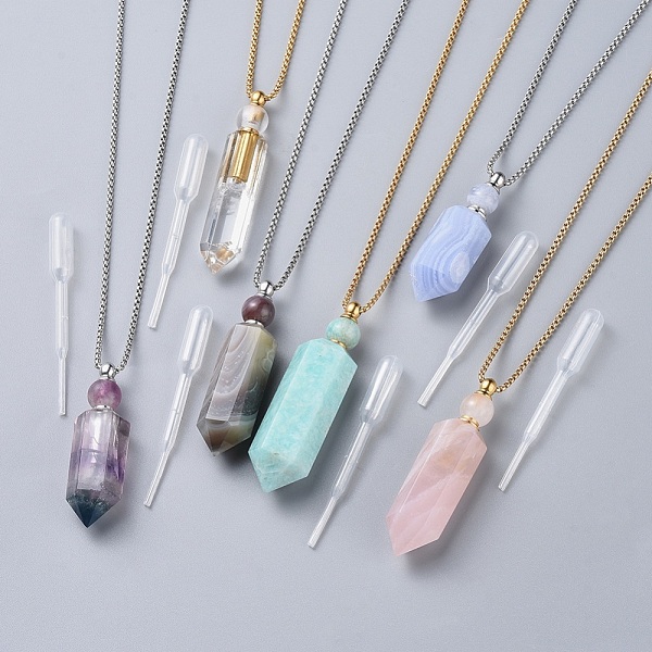 PandaHall Natural Gemstone Perfume Bottle Pendant Necklaces, with Stainless Steel Box Chain and Plastic Dropper, Hexagonal Prism, Mixed...
PandaHall Natural Gemstone Perfume Bottle Pendant Necklaces, with Stainless Steel Box Chain and Plastic Dropper, Hexagonal Prism, Mixed...