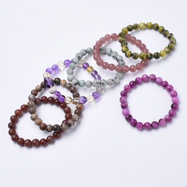PandaHall Natural Gemstone Beaded Stretch Bracelets, Round, 1-3/4 inch~2-1/8 inch(48~54mm) Mixed Stone
PandaHall Natural Gemstone Beaded Stretch Bracelets, Round, 1-3/4 inch~2-1/8 inch(48~54mm) Mixed Stone