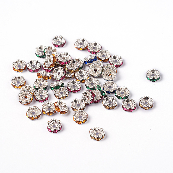 PandaHall Brass Acrylic Rhinestone Spacer Beads, Wavy Edge, Silver Color Plated, Rondelle, Mixed Color, 7x3.2mm, Hole: 1mm Brass+Acrylic..., Multicolor
PandaHall Brass Acrylic Rhinestone Spacer Beads, Wavy Edge, Silver Color Plated, Rondelle, Mixed Color, 7x3.2mm, Hole: 1mm Brass+Acrylic..., Multicolor