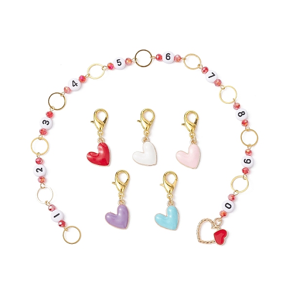 PandaHall 6Pcs Knitting Row Counter Chains & Locking Stitch Markers Kits, with Heart Alloy Enamel Pendant, Acrylic & Glass Beads, Golden..., Multicolor
PandaHall 6Pcs Knitting Row Counter Chains & Locking Stitch Markers Kits, with Heart Alloy Enamel Pendant, Acrylic & Glass Beads, Golden..., Multicolor