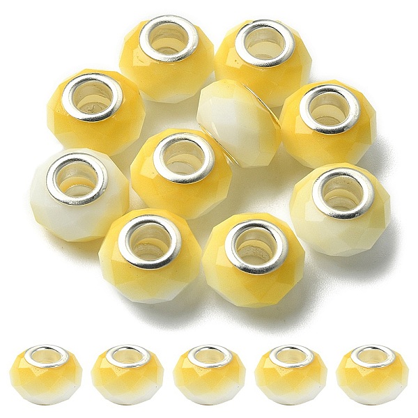 PandaHall Glass European Beads, Large Hole Beads, with Silver Tone Brass Double Cores, Faceted Rondelle, Yellow, 14x9mm, Hole: 5mm...
PandaHall Glass European Beads, Large Hole Beads, with Silver Tone Brass Double Cores, Faceted Rondelle, Yellow, 14x9mm, Hole: 5mm...