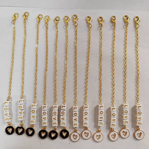PandaHall Flat Round with Hollow Heart Alloy Enamel Cup Pendant Decorations, with Plating Alphabet Acrylic Beads and Brass Cable Chain, Word..., Multicolor
PandaHall Flat Round with Hollow Heart Alloy Enamel Cup Pendant Decorations, with Plating Alphabet Acrylic Beads and Brass Cable Chain, Word..., Multicolor
