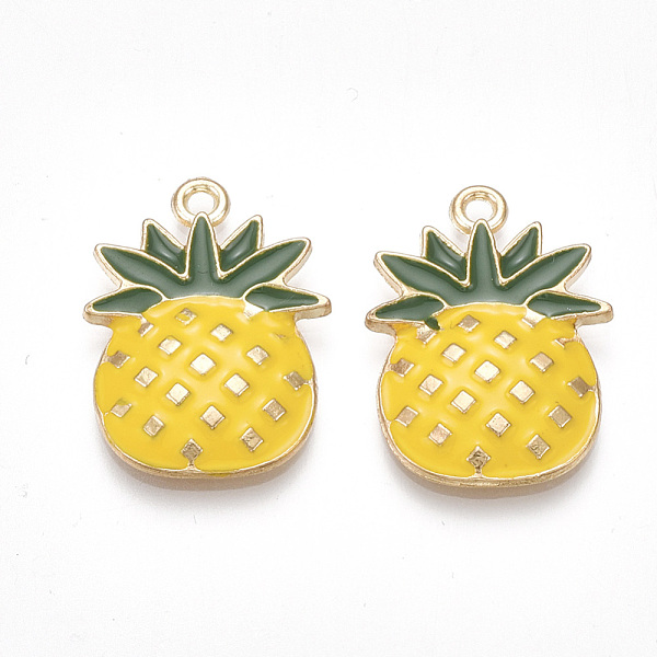 PandaHall Alloy Pendants, Cadmium Free & Lead Free, with Enamel, Pineapple, Light Gold, Gold, 25x18x3mm, Hole: 2mm Alloy+Enamel Fruit Gold
PandaHall Alloy Pendants, Cadmium Free & Lead Free, with Enamel, Pineapple, Light Gold, Gold, 25x18x3mm, Hole: 2mm Alloy+Enamel Fruit Gold