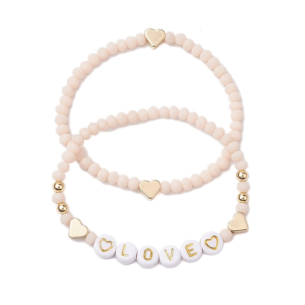 PandaHall 2Pcs 2 Styles Frosted Faceted Glass Beaded Stretch Bracelet Sets, Heart & LOVE Acrylic Stackable Bracelets for Women, Beige, Inner..., Yellow
PandaHall 2Pcs 2 Styles Frosted Faceted Glass Beaded Stretch Bracelet Sets, Heart & LOVE Acrylic Stackable Bracelets for Women, Beige, Inner..., Yellow