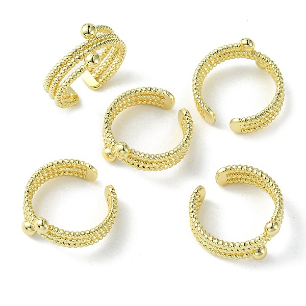 PandaHall Rack Plating Brass Triple Line Open Cuff Ring for Women, Lead Free & Cadmium Free, Real 18K Gold Plated, US Size 8(18.1mm) Brass
PandaHall Rack Plating Brass Triple Line Open Cuff Ring for Women, Lead Free & Cadmium Free, Real 18K Gold Plated, US Size 8(18.1mm) Brass