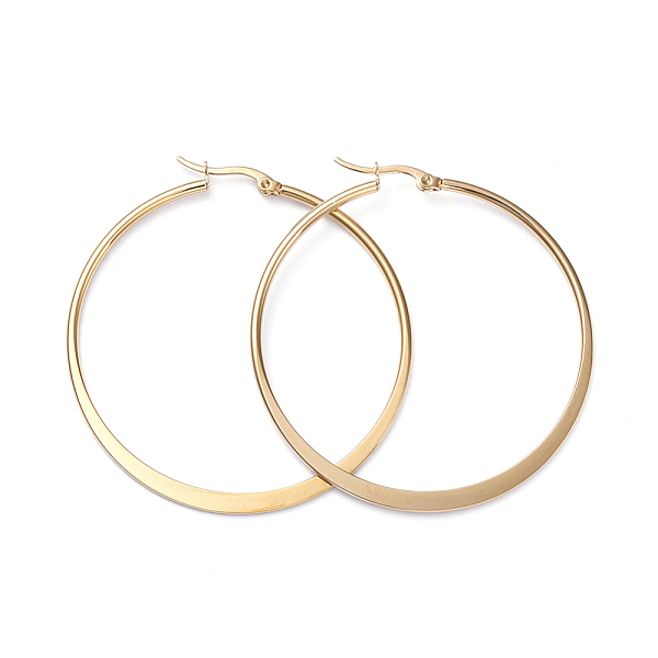 PandaHall 201 Stainless Steel Hoop Earrings, with 304 Stainless Steel Pins, Flat Ring Shape, Golden, 53.5x1~2mm, Pin: 1x0.7mm 304 Stainless...
PandaHall 201 Stainless Steel Hoop Earrings, with 304 Stainless Steel Pins, Flat Ring Shape, Golden, 53.5x1~2mm, Pin: 1x0.7mm 304 Stainless...