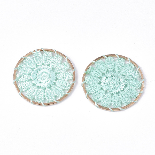 PandaHall Polyester Woven Pendant Decorations, with Iron Findings, Flat Round with Flower, Light Gold, Pale Turquoise, 33x2mm Polyester Flat...
PandaHall Polyester Woven Pendant Decorations, with Iron Findings, Flat Round with Flower, Light Gold, Pale Turquoise, 33x2mm Polyester Flat...