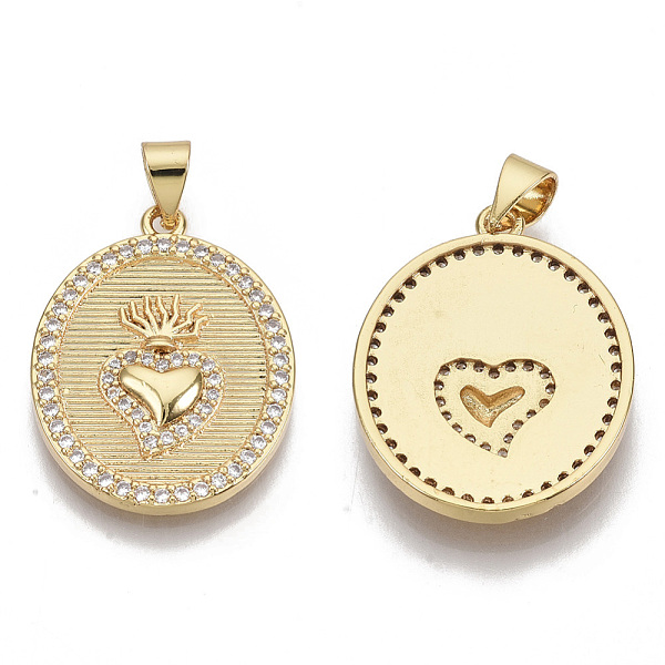 PandaHall Brass Micro Pave Cubic Zirconia Pendants, with Brass Snap on Bails, Oval with Heart, Real 18K Gold Plated, Clear, 24x18.5x2mm...
PandaHall Brass Micro Pave Cubic Zirconia Pendants, with Brass Snap on Bails, Oval with Heart, Real 18K Gold Plated, Clear, 24x18.5x2mm...